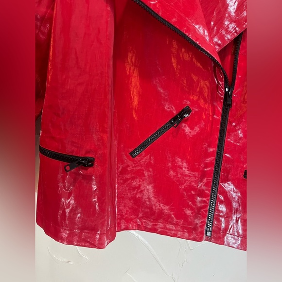 J’Envie Cherry Red Moto Style Jacket Size 6 - Picture 3 of 12
